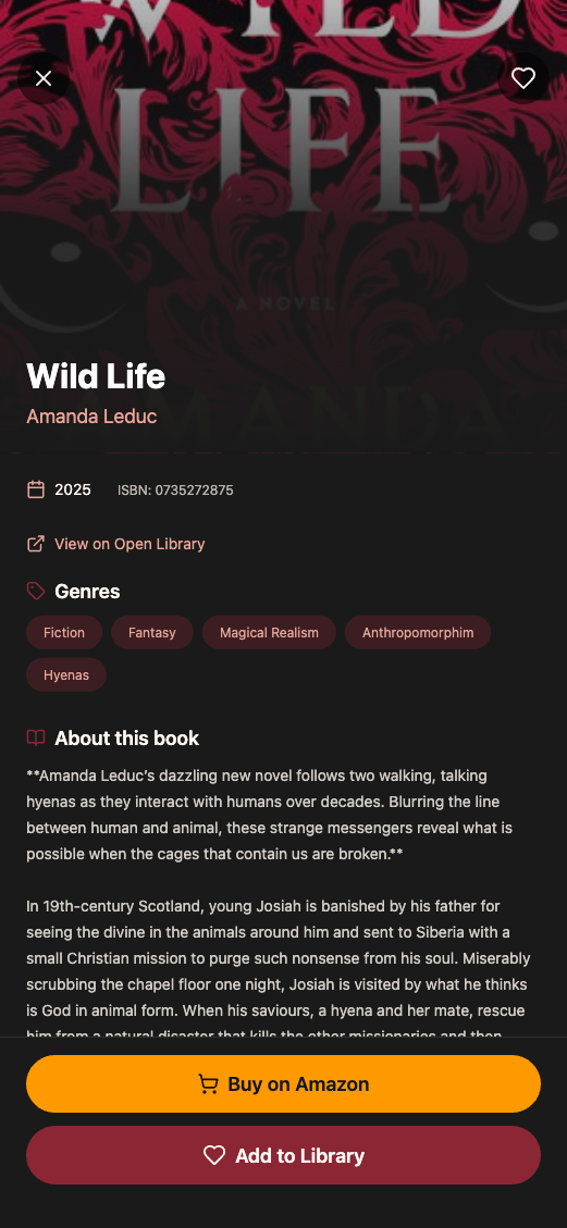 SwipeLit Book Details View